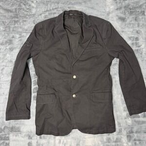Express Blazer Mens Large Black Cotton Trees of Liberty Graphic Crest Button L